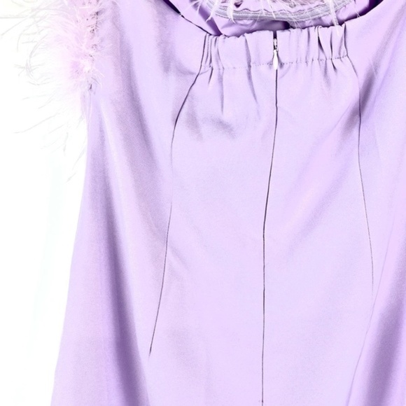 L'atiste by Amy Lilac Strapless Feather Midi Dress - Picture 5 of 8